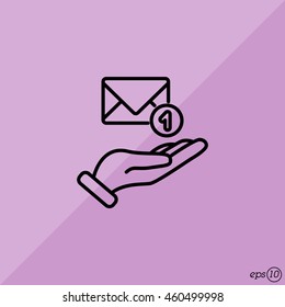 Web line icon. E-mail (letter) in hand