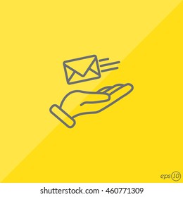 Web line icon. E-mail (letter) in hand