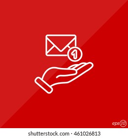 Web line icon. E-mail (letter) in hand