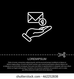 Web line icon. E-mail (letter) in hand