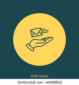 Web line icon. E-mail (letter) in hand