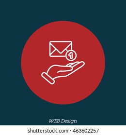 Web line icon. E-mail (letter) in hand