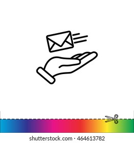 Web line icon. E-mail (letter) in hand