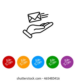 Web line icon. E-mail (letter) in hand