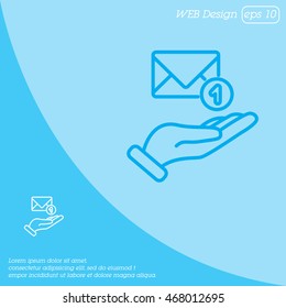 Web line icon. E-mail (letter) in hand