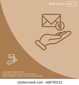 Web line icon. E-mail (letter) in hand