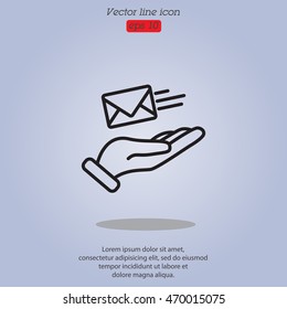 Web line icon. E-mail (letter) in hand