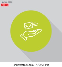 Web line icon. E-mail (letter) in hand