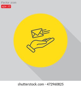 Web line icon. E-mail (letter) in hand