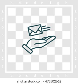 Web line icon. E-mail (letter) in hand