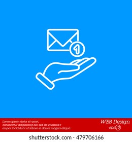 Web line icon. E-mail (letter) in hand