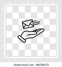 Web line icon. E-mail (letter) in hand