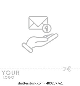 Web line icon. E-mail (letter) in hand