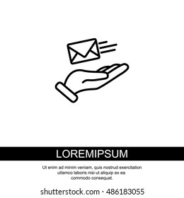 Web line icon. E-mail (letter) in hand