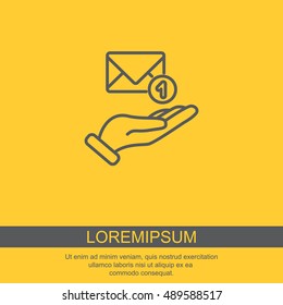 Web line icon. E-mail (letter) in hand