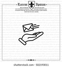Web line icon. E-mail (letter) in hand