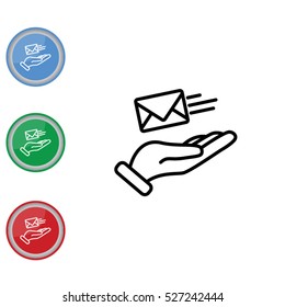 Web line icon. E-mail (letter) in hand