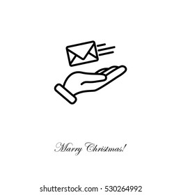 Web line icon. E-mail (letter) in hand