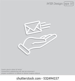 Web line icon. E-mail (letter) in hand