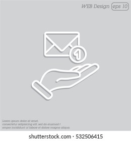 Web line icon. E-mail (letter) in hand
