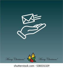 Web line icon. E-mail (letter) in hand