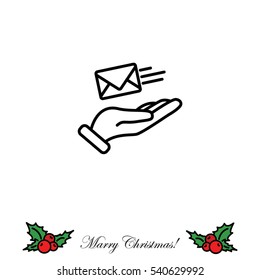 Web line icon. E-mail (letter) in hand