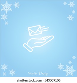 Web line icon. E-mail (letter) in hand