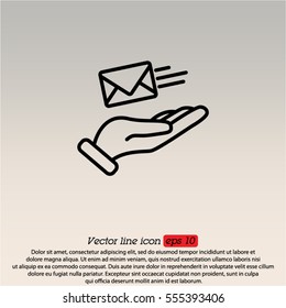 Web line icon. E-mail (letter) in hand