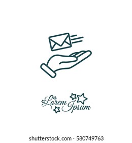Web line icon. E-mail (letter) in hand