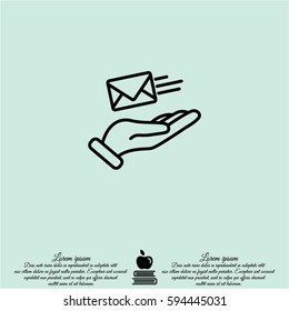 Web line icon. E-mail (letter) in hand