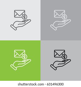 Web line icon. E-mail (letter) in hand