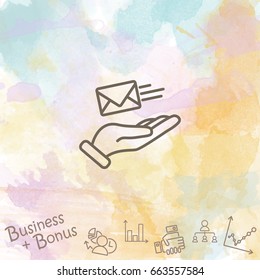 Web line icon. E-mail (letter) in hand
