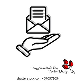 Web line icon. E-mail (open lettter) in hand.