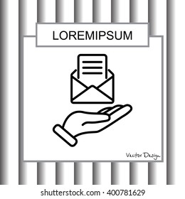 Web line icon. E-mail (open lettter) in hand.
