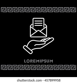 Web line icon. E-mail (open lettter) in hand.