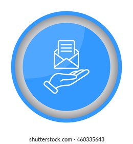 Web line icon. E-mail (open lettter) in hand.