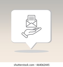 Web line icon. E-mail (open lettter) in hand.