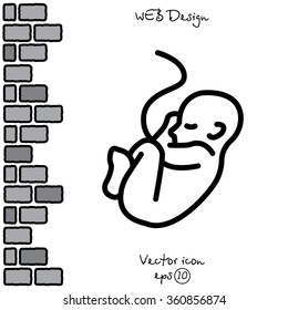 Web line icon. Embryo, baby symbol