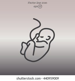 Web line icon. Embryo, baby symbol