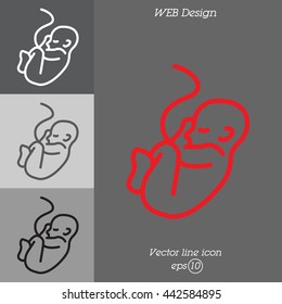 Web line icon. Embryo, baby symbol