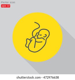 Web line icon. Embryo, baby symbol