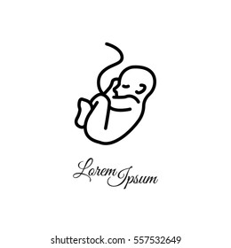 Web line icon. Embryo, baby symbol