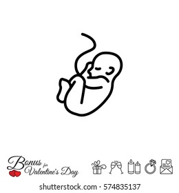 Web line icon. Embryo, baby symbol