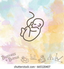 Web line icon. Embryo, baby symbol