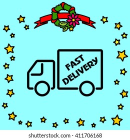 Web line icon. Fast delivery