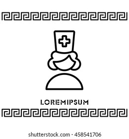 Web line icon. Female doctor, nurse