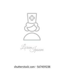 Web line icon. Female doctor, nurse