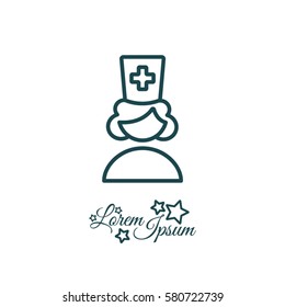 Web line icon. Female doctor, nurse