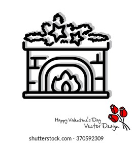 Web line icon. Fireplace, Christmas decorations