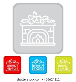 Web line icon. Fireplace, Christmas decorations